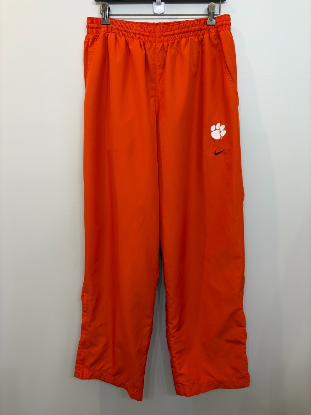 Y2K Nike Clemson Windbreaker Men’s Track Pants Size XL Orange VTG Baggy Wide Leg